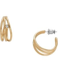 Skagen - Glitz Wave -tone Stainless Steel Hoop Earrings - Lyst