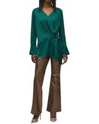 Joseph Ribkoff - Knotted Tie Front V Neck Top - Lyst