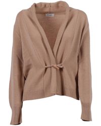Kangra Cashmere - Cardigan With Unique Tie Closure And Button Detail - Lyst