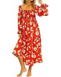 Bibi - Floral Moss Crepe Smocked Dress - Lyst