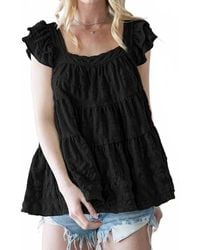 Bucketlist - Tiered Solid Textured Babydoll Top - Lyst