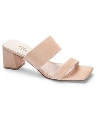42 GOLD - Lizbett Sandals Natural Suede Square Toe Block Heel Jobb177 - Lyst