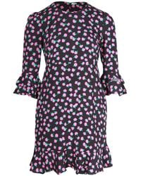 Diane von Furstenberg - Floral-Print 3/4 Sleeve Mini Dress - Lyst