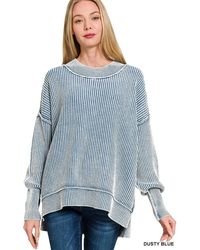TRUEDAMES - Washed Side Slit Oversized Sweater - Lyst