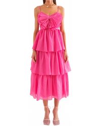 SOFIA The Label - Melody Pleated Bow Midi Dress - Lyst