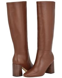 Calvin Klein - Arista Boots Leather Block Heel Knee High Lion615 - Lyst