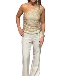 Crescent - Amy One Shoulder Pleated Mesh Top - Lyst