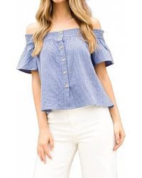 Thml - Stripe Button Down Off Shoulder Top - Lyst