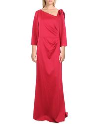 Jessica Howard Asymmetric 3/4 Sleeve Evening Dress - Red