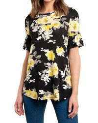 Collective Rack - Floral Top With Ruffle Sleeves - Lyst