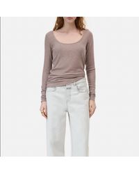 Closed - Ripped Ribbed Long Sleeve Tee - Lyst