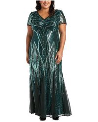 R & M Richards - Plus Sequined Full-length Evening Dress - Lyst