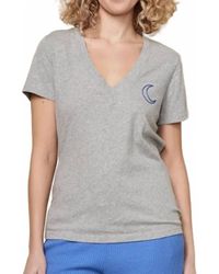Sundry - V-Neck Moon Embroidery Short Sleeve Tee - Lyst
