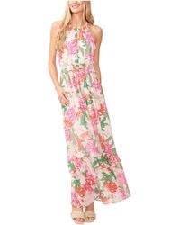 Cece - Georgette Floral Print Maxi Dress - Lyst