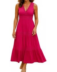 Davi & Dani - Lace Trip Ruffle V-Neck Maxi Dress - Lyst