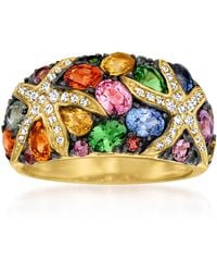 Ross-Simons - 3.50- Multicolored Sapphire And Diamond Starfish Ring - Lyst