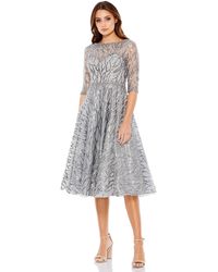 Mac Duggal - High Neck Above Elbow Sleeve Embellished A Line Dress - Lyst
