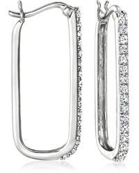 Ross-Simons - Diamond Paper Clip Link Hoop Earrings - Lyst