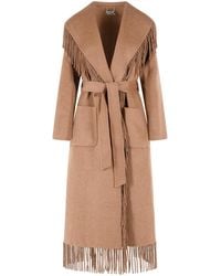 Jonathan Simkhai - Camel Wool Blend Coat With Fringed Details - Lyst