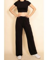 TRUEDAMES - 2-Piece Crop Tee & Wide Leg Lounge Pants Set - Lyst