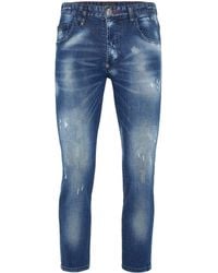 Philipp Plein - Denim Trousers Skinny Destroyed Iconic Plein - Lyst