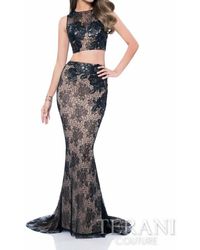 Terani - Two Piece Lace Leather Applique Prom Dress - Lyst