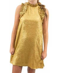 TCEC - Metallic Ruffle Neckline Mini Dress - Lyst