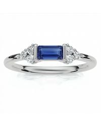 Pompeii3 - 1/3Ct Thin Sapphire Diamond Stackable Wedding Ring 14K Lab Grown - Lyst