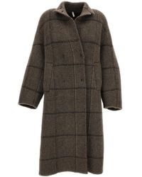 Boboutic - Oversized Double-Breasted Coat With Herringbone Pattern - Lyst
