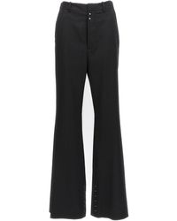 MM6 by Maison Martin Margiela - Flared Wool Blend Pants With Contrast Stitching - Lyst
