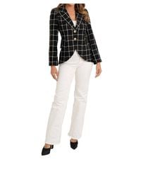 Love Token - Window Pane Vegan Leather Trim Blazer - Lyst