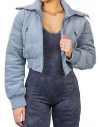 SurelyMine - Keep Up With Me Crop Corduroy Full Zipper Puffer Jacket - Lyst