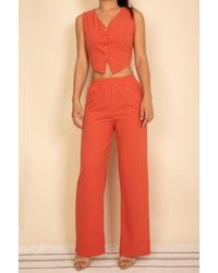 TRUEDAMES - Tailored Button Vest With Adjustable Back Tie & Wide Leg Pants Set - Lyst