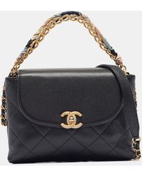 Chanel - Quilted Leather Cc Chain Scarf Top Handle Bag - Lyst