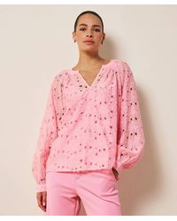 EsQualo - Embroidered Anglaise Rilou Raglan Blouse - Lyst