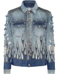 Philipp Plein - Denim Oversize Jacket Ls Strass Flame - Lyst