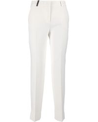 Peserico - Tailored Slim-Fit Ankle Slit Straight-Leg Pants - Lyst