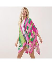 TRUEDAMES - Lightweight Geometric Pattern Kimono Poncho Wrap - Lyst