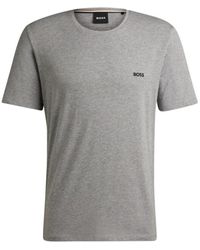 BOSS - Stretch-cotton Regular-fit T-shirt With Logo Detail - Lyst