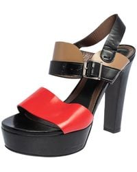 Marni - Tricolor Leather Platform Ankle Strap Sandals - Lyst