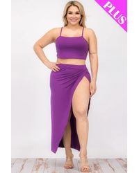 Fashnzfab - Plus Size Crop Cami & Split Thigh Maxi Skirt Set - Lyst