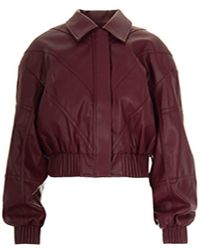 ROTATE BIRGER CHRISTENSEN - Burgundy Faux Leather Bomber Jacket - Lyst