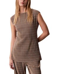 Calvin Klein - Printed Plisse Boat Neck Tunic - Lyst