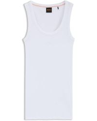 BOSS - Stretch-Cotton Slim-Fit Top With Ribbed Structure - Lyst