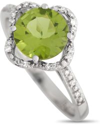 Non-Branded - Lb Exclusive 14k Gold 0.10ct Diamond And Peridot Quatrefoil Ring Rc4-11976wpe - Lyst