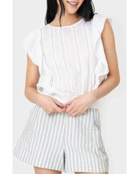 Elan - Ruffle Sleeve Detail Smocked Blouse - Lyst