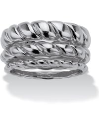 Palmbeach Jewelry - Silvertone Shrimp Style Stackable Rings, 3 Piece Set - Lyst