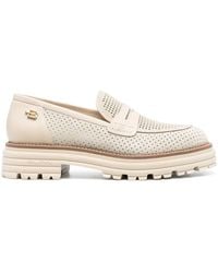 Baldinini - Perforated Chunky Sole Leather Loafers - Lyst