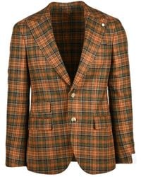 Luigi Bianchi - Wool Cashmere Rounded Jacket With Distinctive Plaid Pattern - Lyst