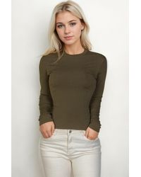 TRUEDAMES - Ribbed Round Neck Long Sleeve Top - Lyst